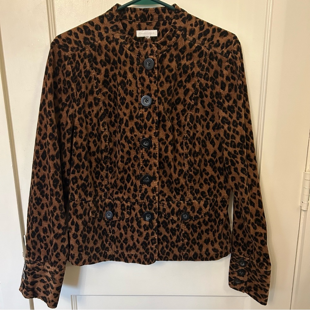Corduroy leopard/cheetah crop jacket